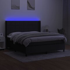 vidaXL kontinentaalvoodi madratsiga ja LED, must, 160x200 cm, kangas цена и информация | Кровати | kaup24.ee