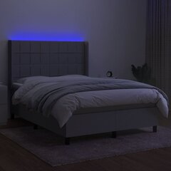 vidaXL kontinentaalvoodi madratsiga ja LED, helehall, 140x200 cm, kangas цена и информация | Кровати | kaup24.ee