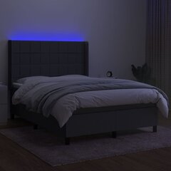 vidaXL kontinentaalvoodi madrats ja LED, tumehall, 140x190 cm, kangas hind ja info | Voodid | kaup24.ee