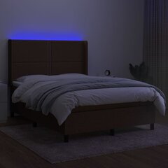 vidaXL kontinentaalvoodi madrats ja LED, tumepruun, 140x190 cm, kangas цена и информация | Кровати | kaup24.ee