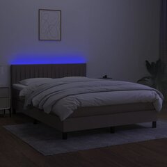 vidaXL kontinentaalvoodi madrats ja LED, pruunikas, 140x190 cm, kangas цена и информация | Кровати | kaup24.ee