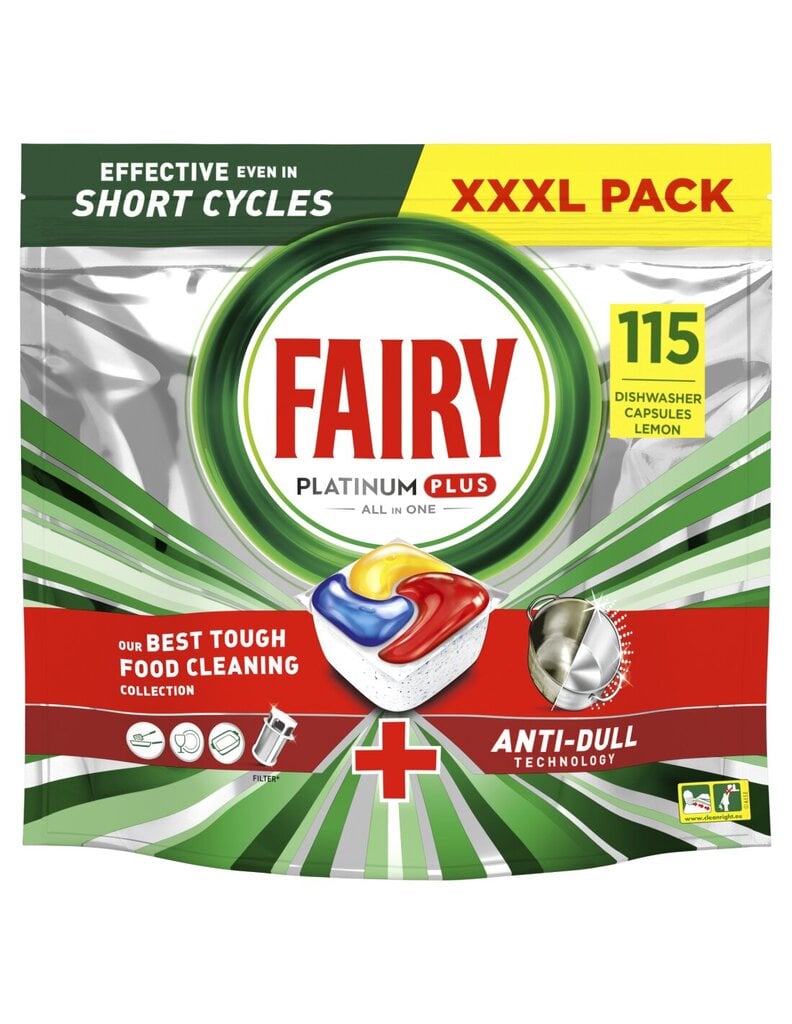 Fairy Platinum Plus All in One’i Nõudepesumasina Tabletid Lemon, 115 Tabletti hind ja info | Nõudepesuvahendid | kaup24.ee