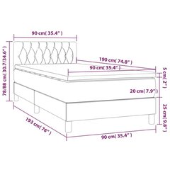 vidaXL kontinentaalvoodi madratsiga, kreemjas, 90x190 cm, kangas цена и информация | Кровати | kaup24.ee