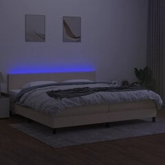 vidaXL kontinentaalvoodi madratsiga ja LED, kreemjas, 200x200 cm, kangas цена и информация | Кровати | kaup24.ee