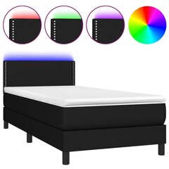 vidaXL kontinentaalvoodi madrats ja LED, must, 90x190 cm, kangas цена и информация | Кровати | kaup24.ee