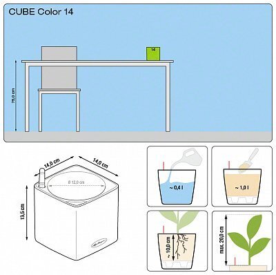 Pott Lechuza Cube Color 14 cm цена и информация | Dekoratiivsed lillepotid | kaup24.ee
