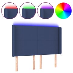 vidaXL LED-voodipeats, sinine, 147x16x118/128 cm, kangas hind ja info | Voodid | kaup24.ee