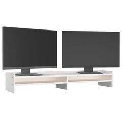 vidaXL monitorialus, valge, 100 x 24 x 16 cm, männipuit hind ja info | Monitori hoidjad | kaup24.ee