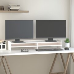 vidaXL monitorialus, valge, 100 x 24 x 16 cm, männipuit hind ja info | Monitori hoidjad | kaup24.ee