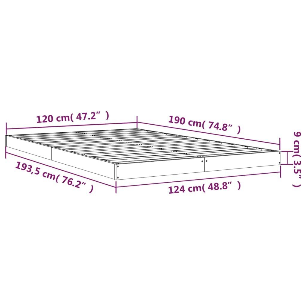 vidaXL voodiraam, hall, 120 x 190 cm, männipuit цена и информация | Voodid | kaup24.ee