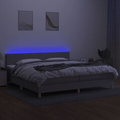 vidaXL kontinentaalvoodi madratsiga ja LED, helehall, 200x200 cm, kangas цена и информация | Кровати | kaup24.ee