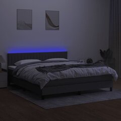 vidaXL kontinentaalvoodi madratsiga ja LED, tumehall, 180x200 cm, kangas цена и информация | Кровати | kaup24.ee