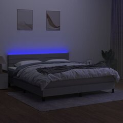 vidaXL kontinentaalvoodi madratsiga ja LED, helehall, 180x200 cm, kangas цена и информация | Кровати | kaup24.ee