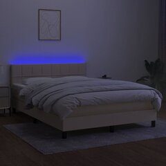 vidaXL kontinentaalvoodi madratsiga ja LED, kreemjas, 140x190 cm, kangas цена и информация | Кровати | kaup24.ee