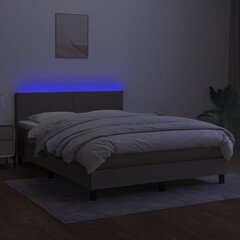 vidaXL kontinentaalvoodi madrats ja LED, pruunikas, 140x190 cm, kangas цена и информация | Кровати | kaup24.ee