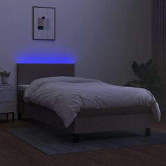 vidaXL kontinentaalvoodi madrats ja LED, pruunikas, 90x190 cm, kangas hind ja info | Voodid | kaup24.ee