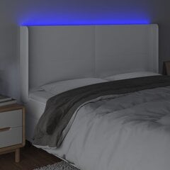 vidaXL LED-voodipeats, valge, 203x16x118/128 cm, kunstnahk hind ja info | Voodid | kaup24.ee