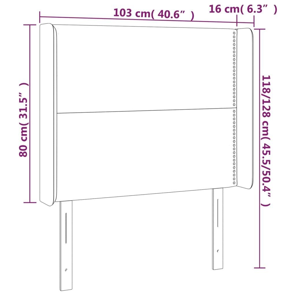 vidaXL LED-voodipeats, kreemjas, 103x16x118/128 cm, kangas цена и информация | Voodid | kaup24.ee