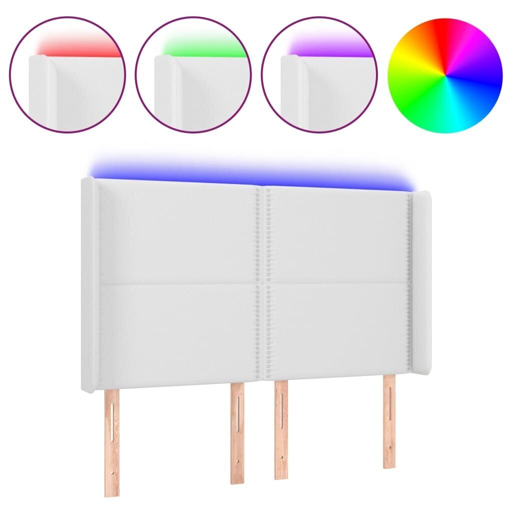 vidaXL LED-voodipeats, valge, 147x16x118/128 cm, kunstnahk цена и информация | Voodid | kaup24.ee