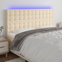 vidaXL LED-voodipeats, kreemjas, 180x5x118/128 cm, kangas hind ja info | Voodid | kaup24.ee