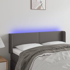 vidaXL LED-voodipeats, hall, 147x16x78/88 cm, kunstnahk цена и информация | Кровати | kaup24.ee