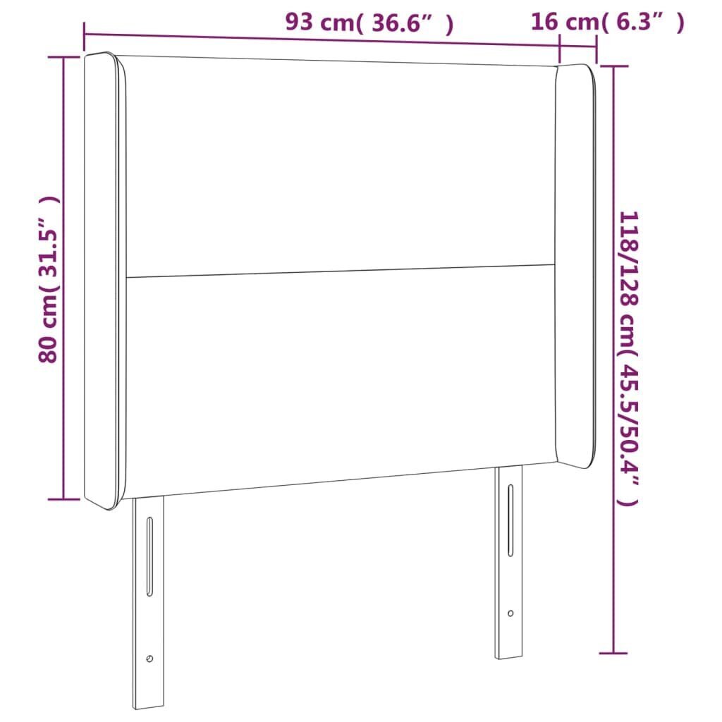 vidaXL LED-voodipeats, helehall, 93x16x118/128 cm, kangas hind ja info | Voodid | kaup24.ee