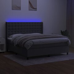 vidaXL kontinentaalvoodi madratsiga ja LED, tumehall, 160x200 cm, kangas цена и информация | Кровати | kaup24.ee