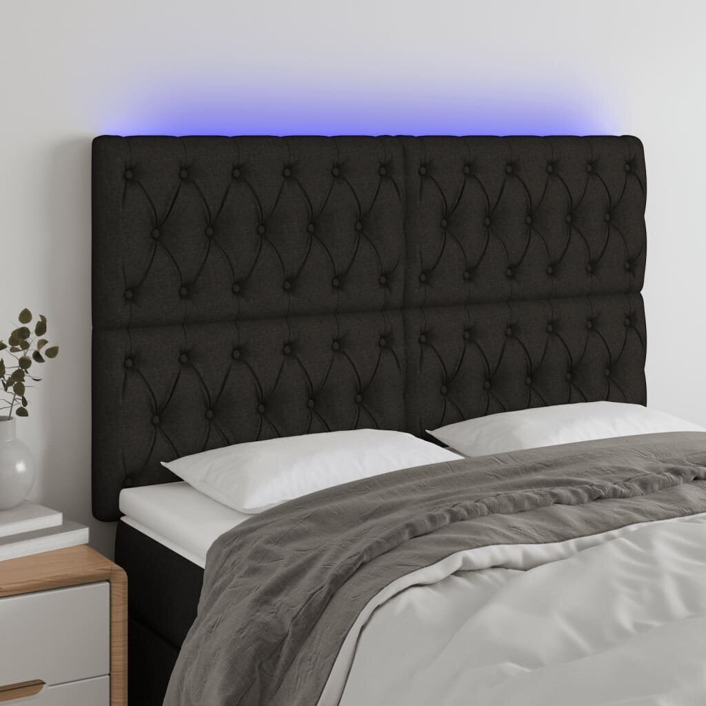 vidaXL LED-voodipeats, must, 160x7x118/128 cm, kangas hind ja info | Voodid | kaup24.ee