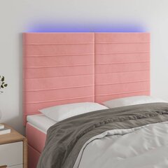 vidaXL LED-voodipeats, roosa, 144x5x118/128 cm, samet цена и информация | Кровати | kaup24.ee