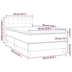 vidaXL kontinentaalvoodi madratsiga, kreemjas, 90x190 cm, kangas hind ja info | Voodid | kaup24.ee