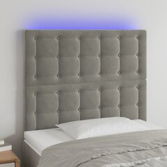 vidaXL LED-voodipeats, helehall, 80x5x118/128 cm, samet hind ja info | Voodid | kaup24.ee