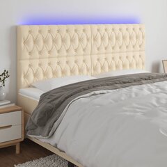 vidaXL LED-voodipeats, kreemjas, 200x7x118/128 cm, kangas hind ja info | Voodid | kaup24.ee