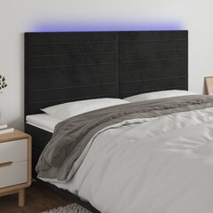 vidaXL LED-voodipeats, must, 200x5x118/128 cm, samet hind ja info | Voodid | kaup24.ee