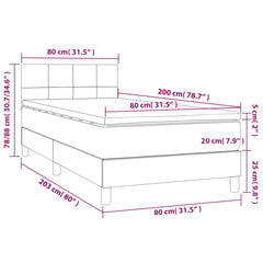 vidaXL kontinentaalvoodi madratsiga, roosa, 80x200 cm, samet hind ja info | Voodid | kaup24.ee