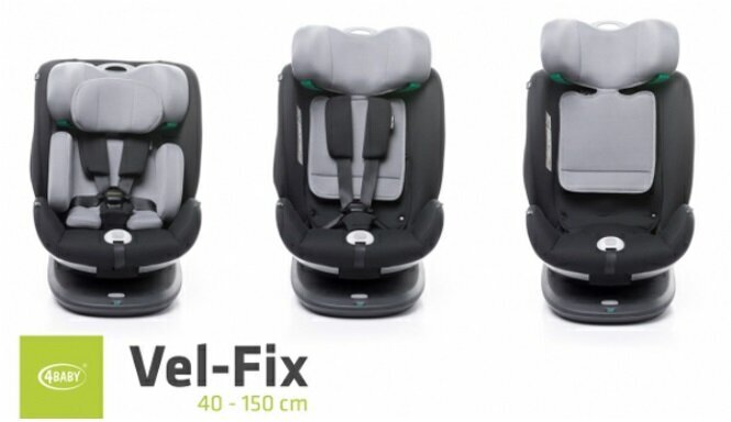 Turvatool 4Baby Vel-fix 0-36 kg i-suurus hall hind ja info | Turvatoolid | kaup24.ee