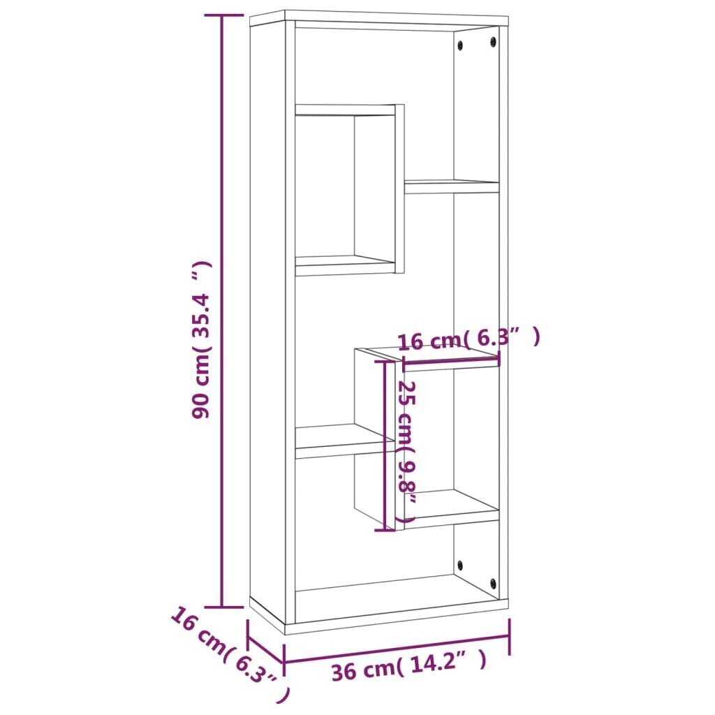 vidaXL seinariiul, hall Sonoma tamm, 36x16x90 cm, tehispuit hind ja info | Riiulid | kaup24.ee