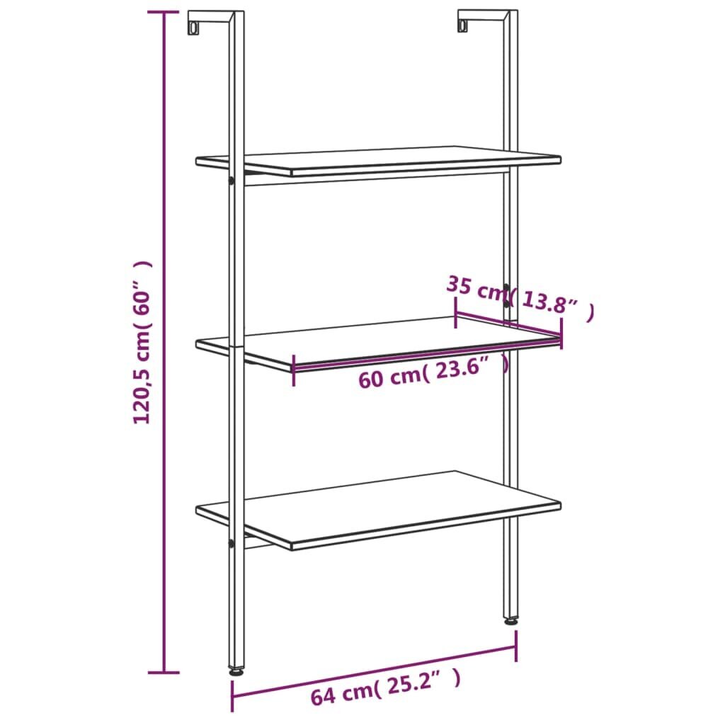 vidaXL 5 riiuliga redelriiul, must, 64 x 35 x 120,5 cm hind ja info | Riiulid | kaup24.ee