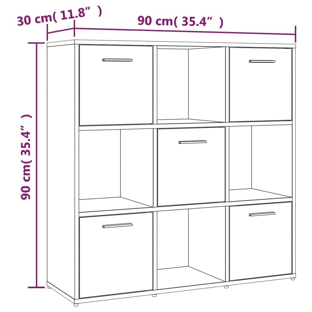 vidaXL raamatukapp, suitsutatud tamm, 90 x 30 x 90 cm, tehispuit цена и информация | Riiulid | kaup24.ee