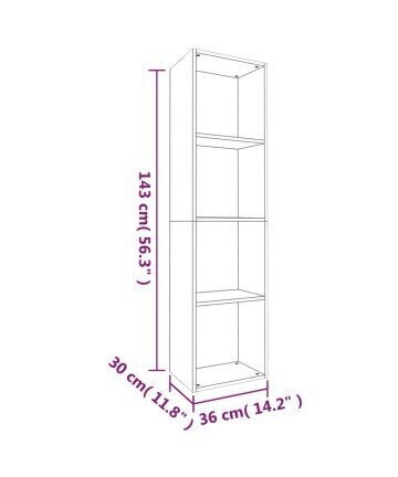 vidaXL raamaturiiul/telerikapp, pruun tamm, 36x30x143cm, tehispuit hind ja info | Riiulid | kaup24.ee