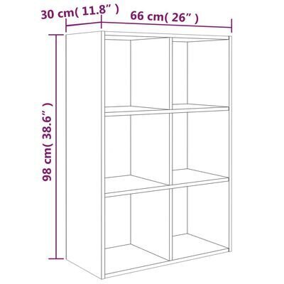 vidaXL raamaturiiul, suitsutatud tamm, 66 x 30 x 98 cm hind ja info | Riiulid | kaup24.ee