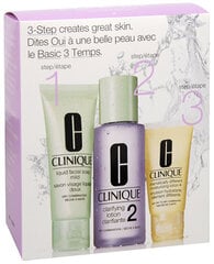 Komplekt Clinique 3 Step Skin Care System 2: näoseep 50 ml + Puhastusvedelik 100 ml + Niisutav kreem 30 ml hind ja info | Näopuhastusvahendid | kaup24.ee