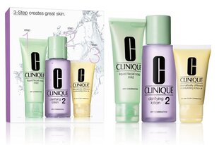 Komplekt Clinique 3 Step Skin Care System 2: näoseep 50 ml + Puhastusvedelik 100 ml + Niisutav kreem 30 ml hind ja info | Näopuhastusvahendid | kaup24.ee