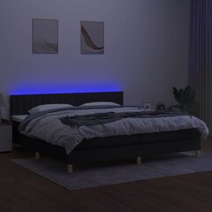 vidaXL kontinentaalvoodi madratsiga ja LED, must, 200x200 cm, kangas цена и информация | Кровати | kaup24.ee