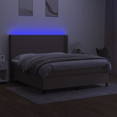 vidaXL kontinentaalvoodi madratsiga ja LED, pruunikas, 180x200 cm, kangas цена и информация | Кровати | kaup24.ee