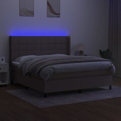 vidaXL kontinentaalvoodi madratsiga ja LED, pruunikas, 160x200 cm, kangas цена и информация | Кровати | kaup24.ee