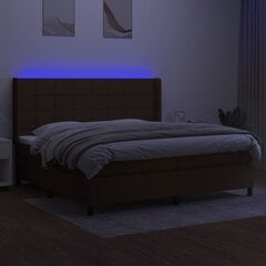 vidaXL kontinentaalvoodi madratsiga ja LED, tumepruun, 200x200 cm, kangas цена и информация | Кровати | kaup24.ee