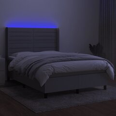 vidaXL kontinentaalvoodi madrats ja LED, helehall, 140x190 cm, kangas hind ja info | Voodid | kaup24.ee