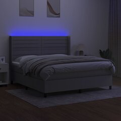 vidaXL kontinentaalvoodi madrats ja LED, helehall, 160x200 cm, kangas цена и информация | Кровати | kaup24.ee