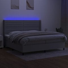 vidaXL kontinentaalvoodi madratsiga ja LED, helehall, 200x200 cm, kangas hind ja info | Voodid | kaup24.ee