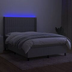 vidaXL kontinentaalvoodi madrats ja LED, helehall, 140x190 cm, kangas hind ja info | Voodid | kaup24.ee